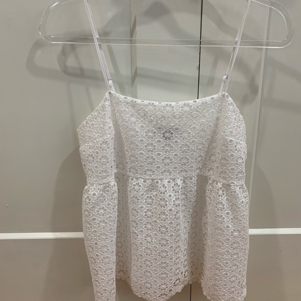EXPRESS White Flowery Laced Tank Top